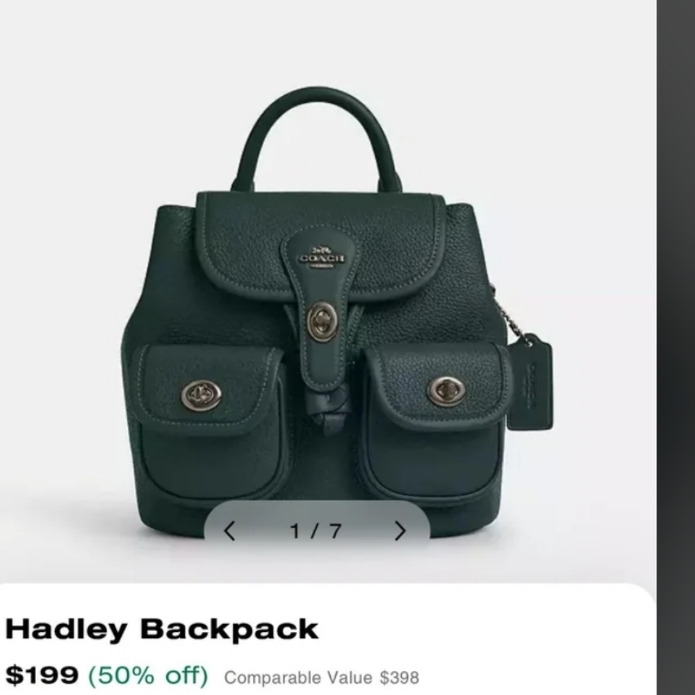 NWT Coach Hadley Backpack Leather Dark Teal